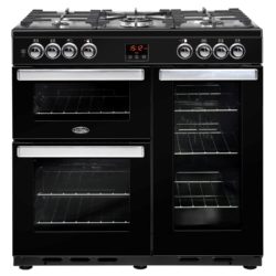 Belling Cookcentre 90DFT 90cm Dual Fuel Range Cooker in Black 444444071